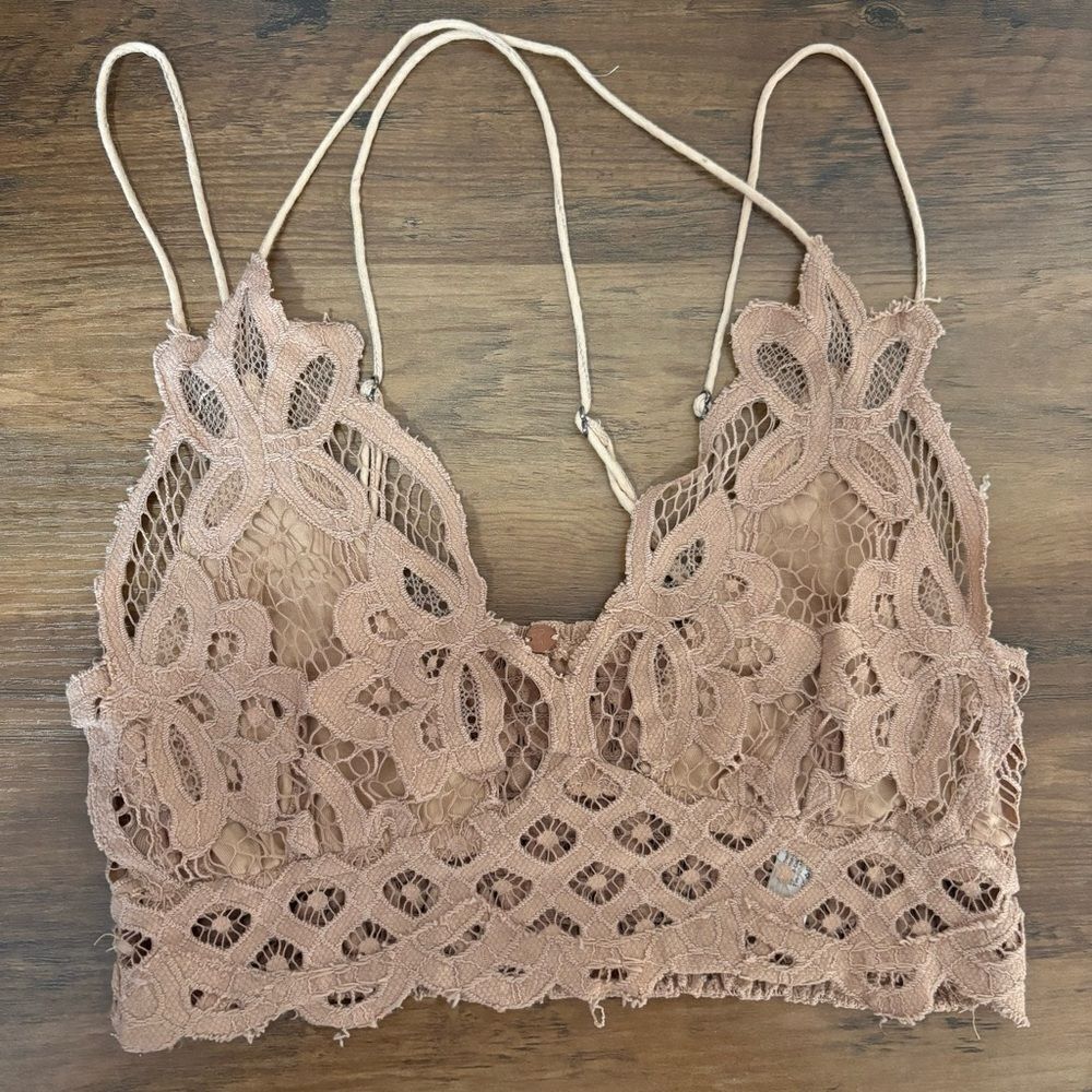 Free People Nude Adella Longline Bralette size S - Picture 2 of 7